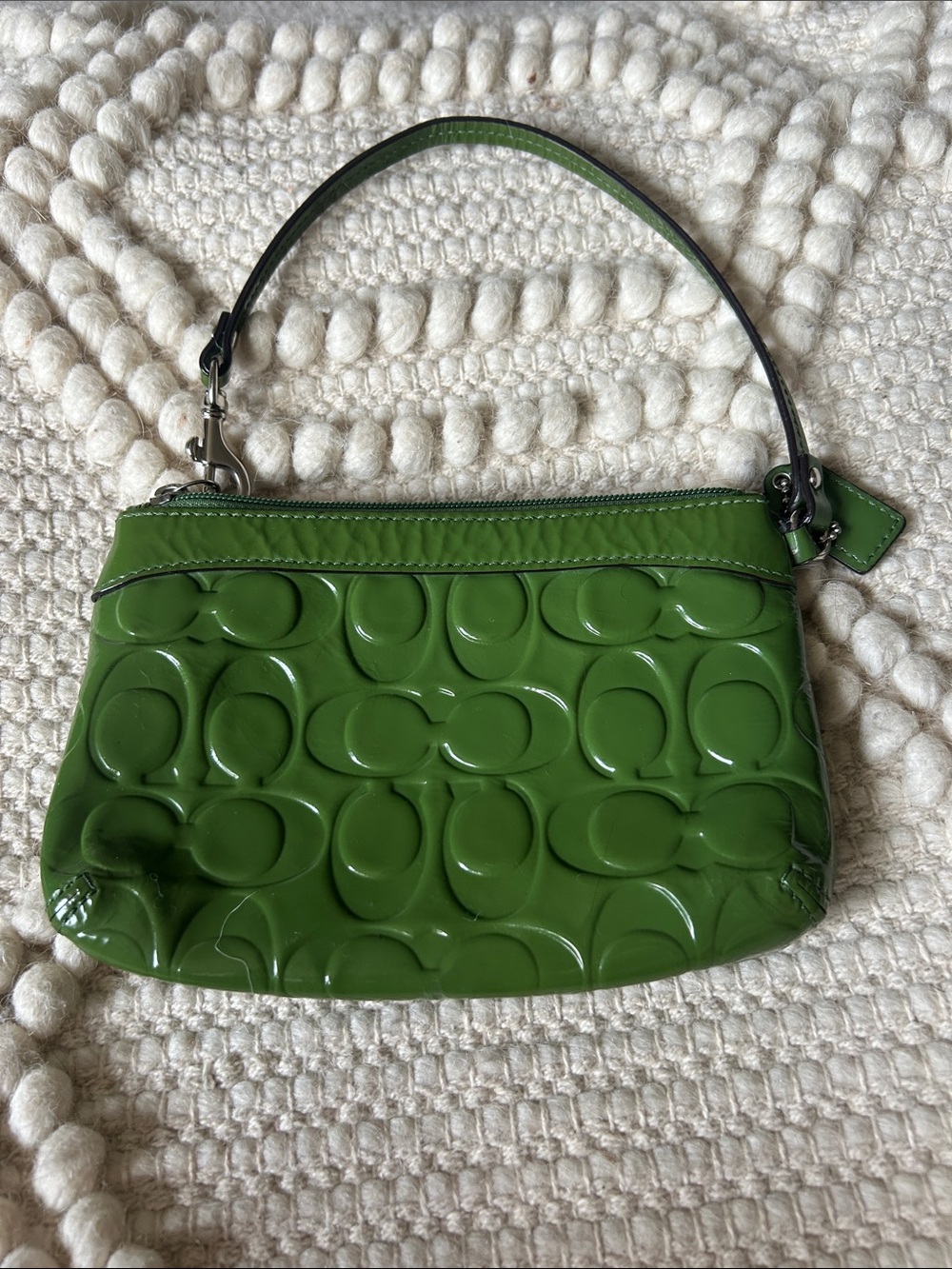 Coach Green Signature Patent Leather Wristlet - Picture 2 of 7
